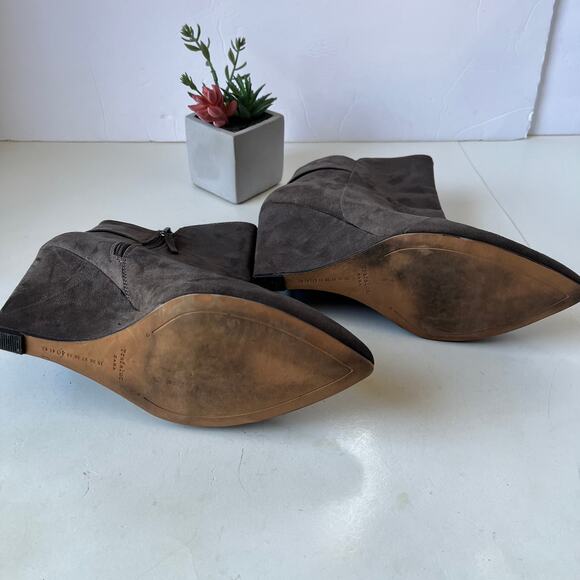 Zara Trafaluc Y2K Wedge Womens Ankle Boot 8.5 Faux Suede Neutral Edgy Streetwear - Picture 8 of 14